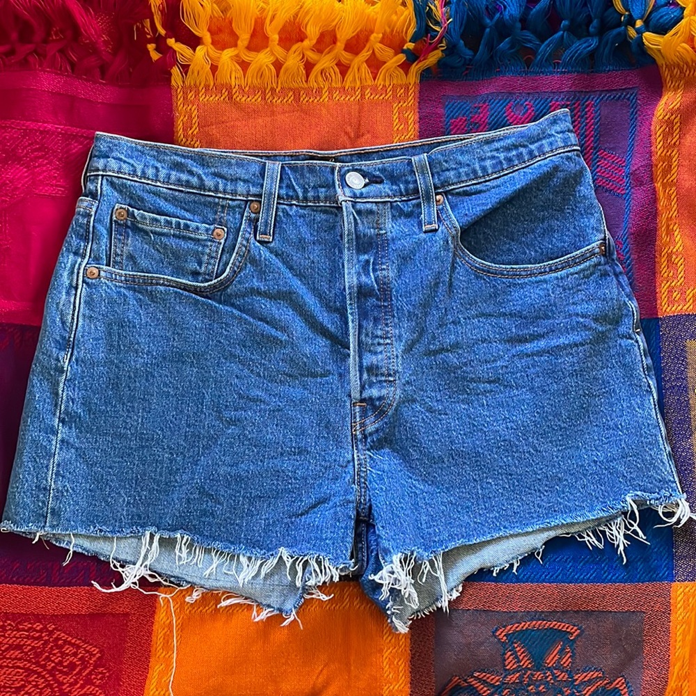 Levi Strauss & Co | High-Waisted Dark Blue Denim Shorts | Size 31